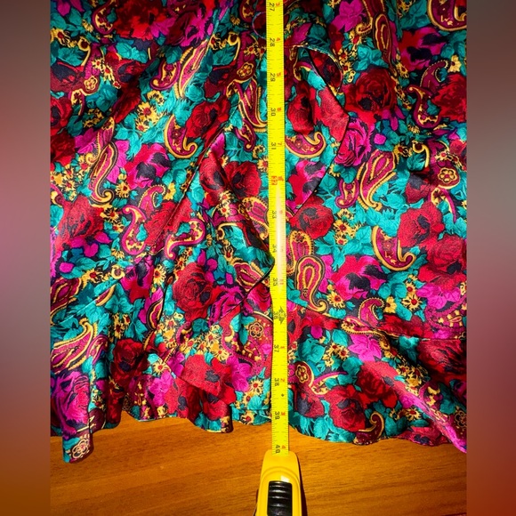 Vintage Nipon Boutique Silk Wrap-Style, Jewel-Tone Floral/Paisley Dress, size 6 - Picture 13 of 13